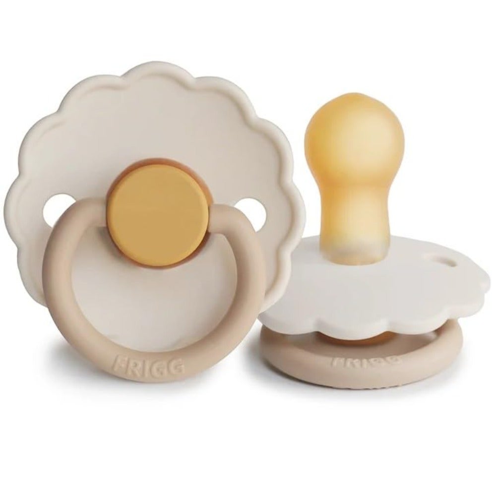 FRIGG Daisy Latex Baby Pacifier 0-6M 2-Pack Chamomille/Croissant - Size 1