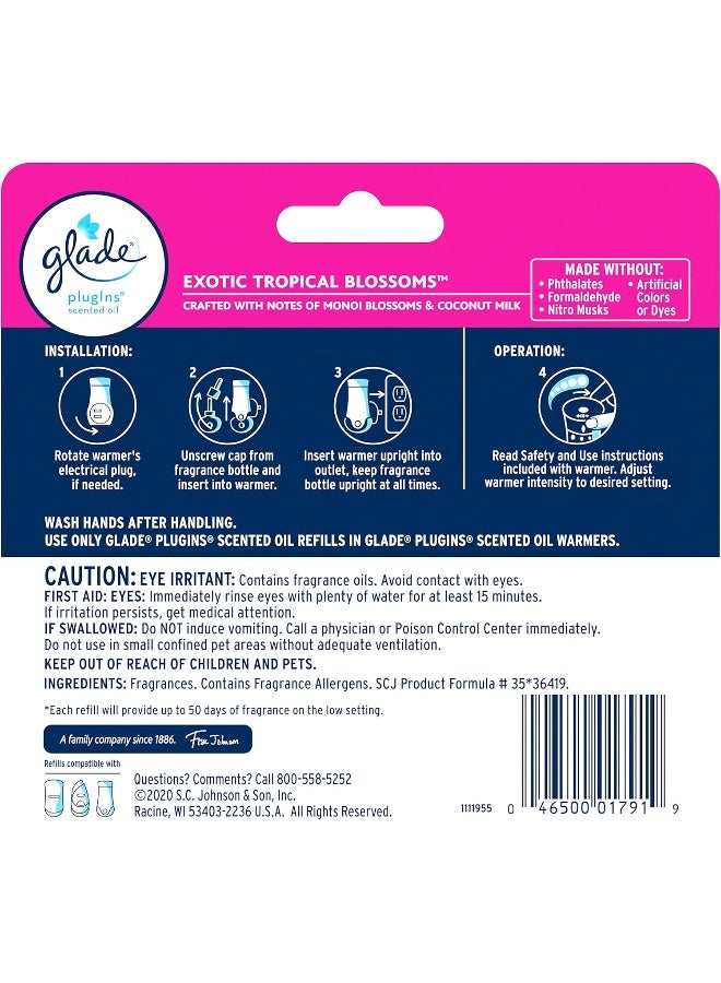 Glade Glade PlugIns Refills Air Freshener, Scented and Essential Oils for Home and Bathroom, Exotic Tropical Blossoms, 3.35 Fl Oz, 5 Count - Image 2