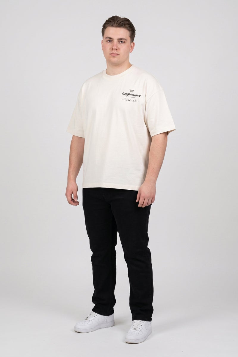 GOOD FOR NOTHING Men Crew Neck Short Sleeve Graphic Print T-Shirt, Off White - Image 2