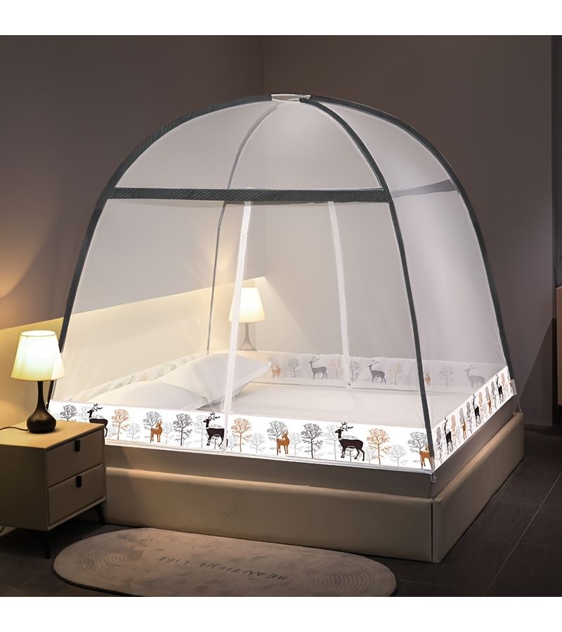 Cartoon Mosquito Net Repellent Deer 70.87x78.74 Inch Easy Pop Up Full Coverage - Image 1