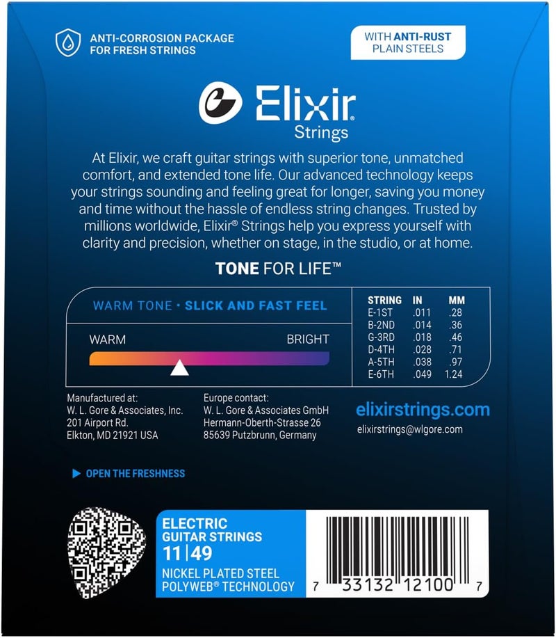 ELIXIR Global sizing options Strings, Electric Guitar Strings, Nickel Plated Steel with POLYWEB Coating, Longest-Lasting Warm Tone with Comfortable Feel, 6 String Set, Medium 11-49 Trusted all-purpose quality - Image 2