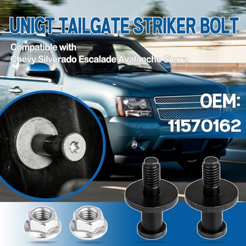 UNIGT 38427 Tailgate Striker Bolt Compatible with Chevy Silverado Escalade Avalanche Sierra Tailgate Latch Come with Nuts Replace 11570162 - Set of 2 - Image 2
