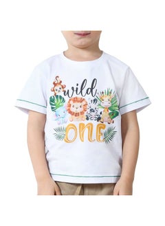 WAWSAM Wild One Birthday Boy Shirt: I'm Wild and 1 Year Old Boy T-Shirt - First Birthday Outfit (as1, Age, 1 Year, White-B)  - Image 1