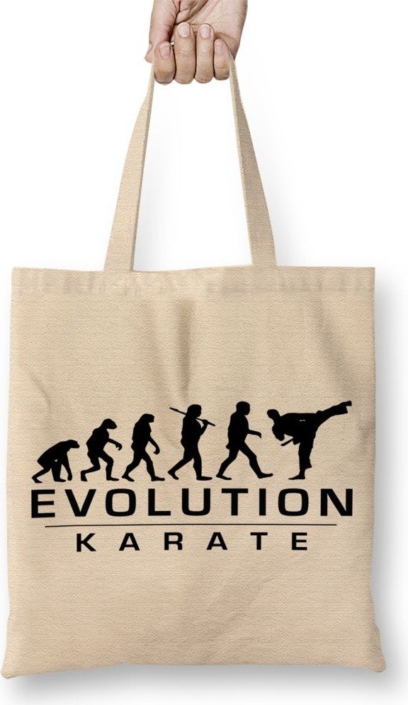 Baskı Dükkanı Print Shop Karate Evolution Tote Bag Long Handle 