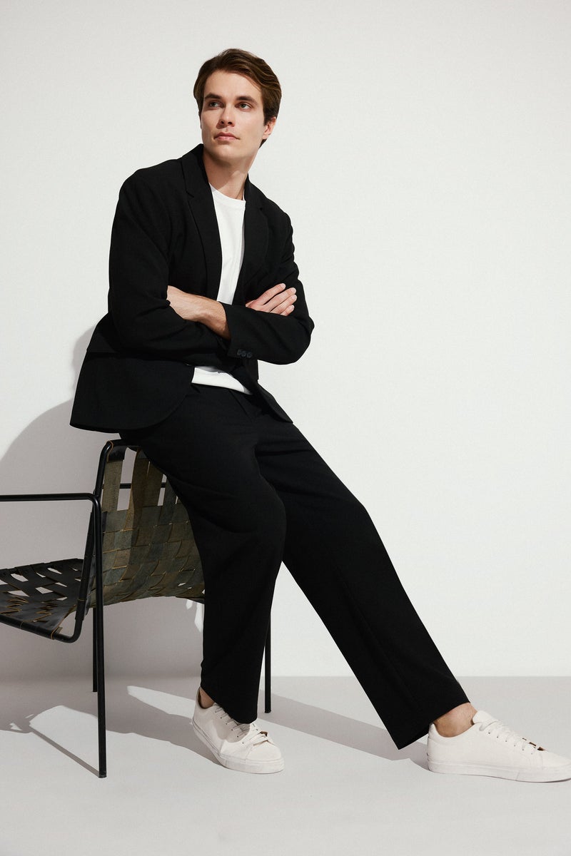 DeFacto Black Man Straight Fit Trousers Casual - Image 1