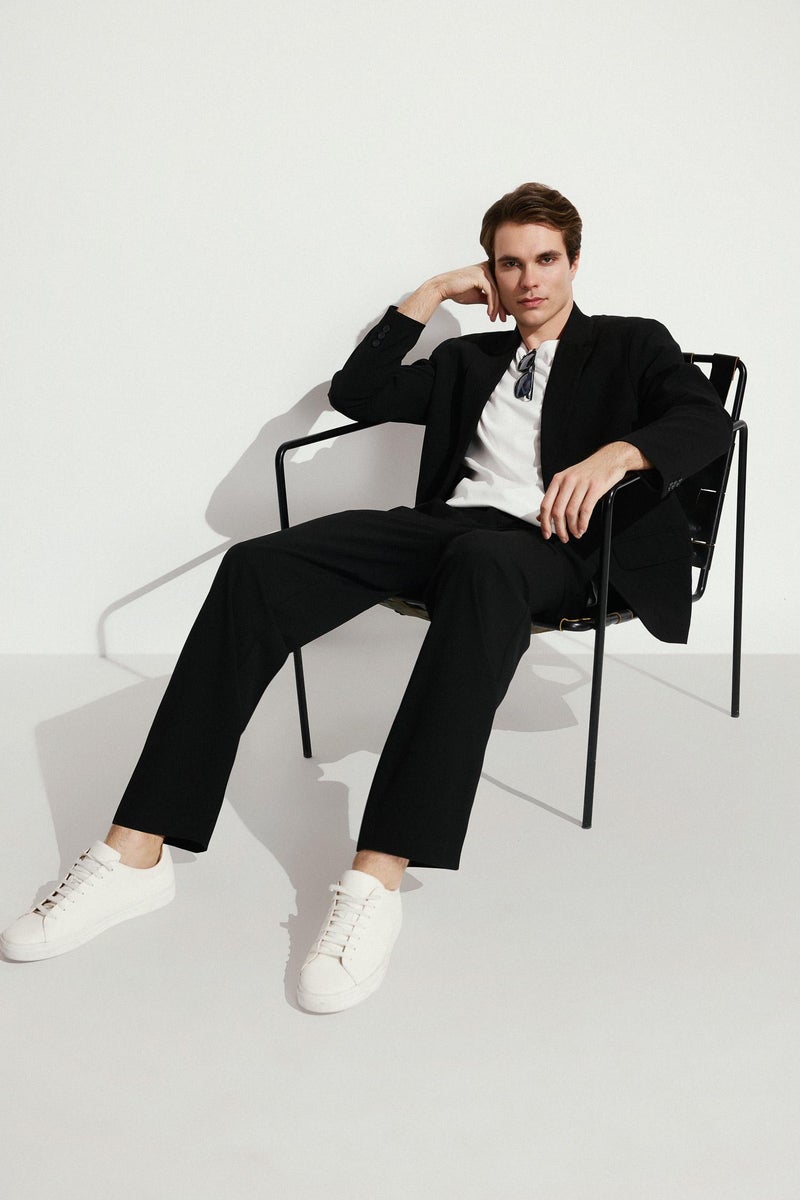 DeFacto Black Man Straight Fit Trousers Casual - Image 3