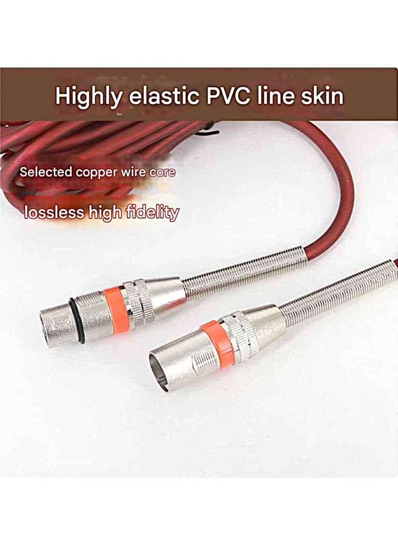 ELIKLIV 3m Brown XLR Male-Female Microphone Audio Cable (with Spring) - Professional High-Fidelity Transmission  - Image 3