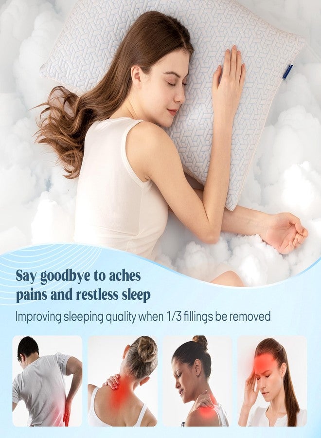بيورداون مجموعة وسائد puredown® Queen Size من قطعتين، وسائد من إسفنج الذاكرة الممزق، وسادة تبريد Queen Pack من قطعتين، وسادة سرير قابلة للتعديل الصلابة للنوم على الجانب أو الظهر أو البطن - Image 5