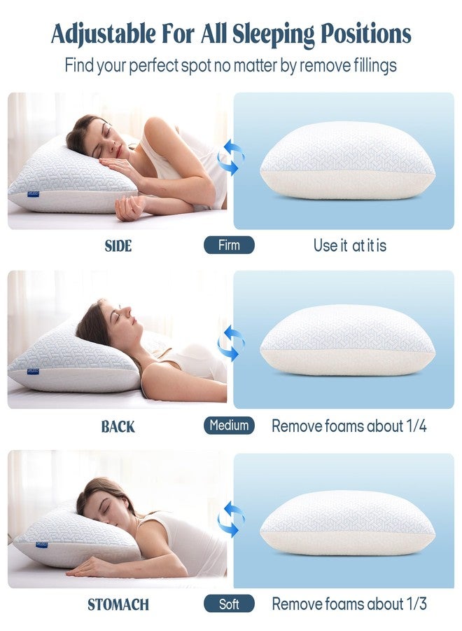 بيورداون مجموعة وسائد puredown® Queen Size من قطعتين، وسائد من إسفنج الذاكرة الممزق، وسادة تبريد Queen Pack من قطعتين، وسادة سرير قابلة للتعديل الصلابة للنوم على الجانب أو الظهر أو البطن - Image 4