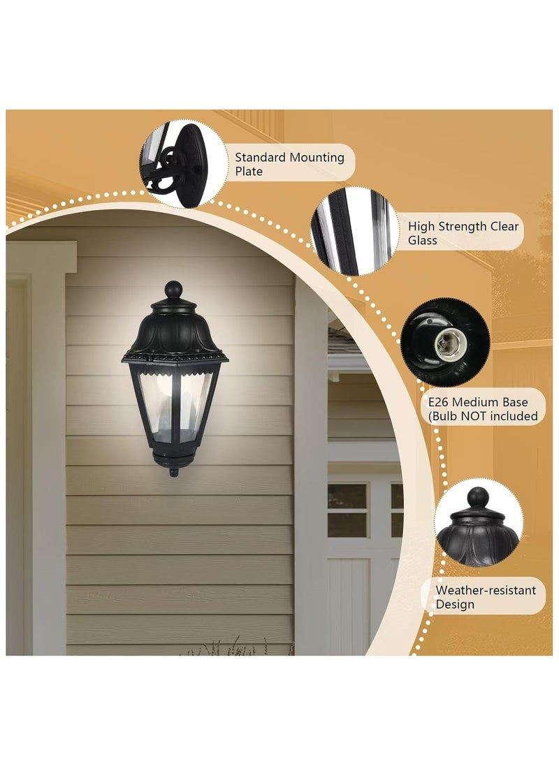 HUA QIANG WANG - Outdoor Black Wall Lights, Plastic Outdoor Light Fixture with E27 Socket, Exterior Waterproof Wall Lamp with Clear Lampshade, Outside Porch Lights for Garden, Patio, Pathway - Image 1