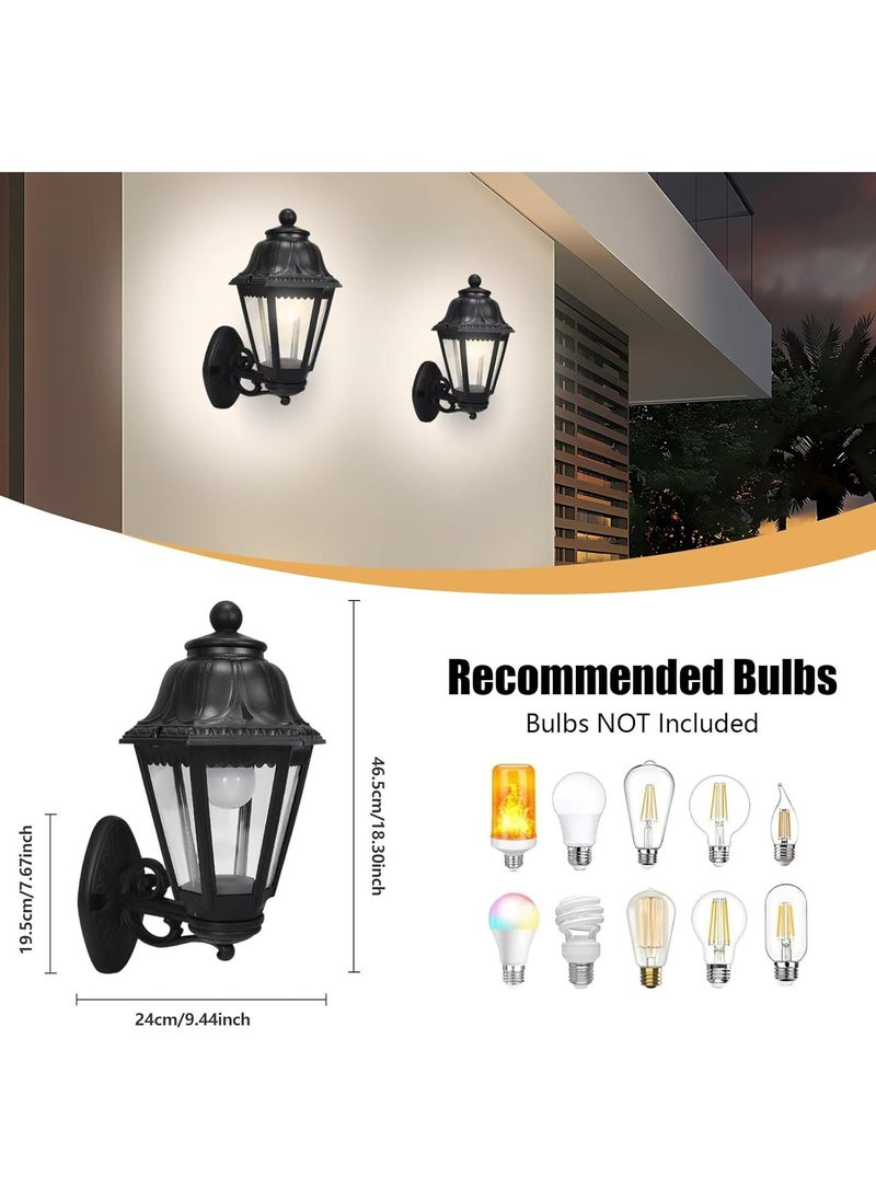 HUA QIANG WANG - Outdoor Black Wall Lights, Plastic Outdoor Light Fixture with E27 Socket, Exterior Waterproof Wall Lamp with Clear Lampshade, Outside Porch Lights for Garden, Patio, Pathway - Image 1