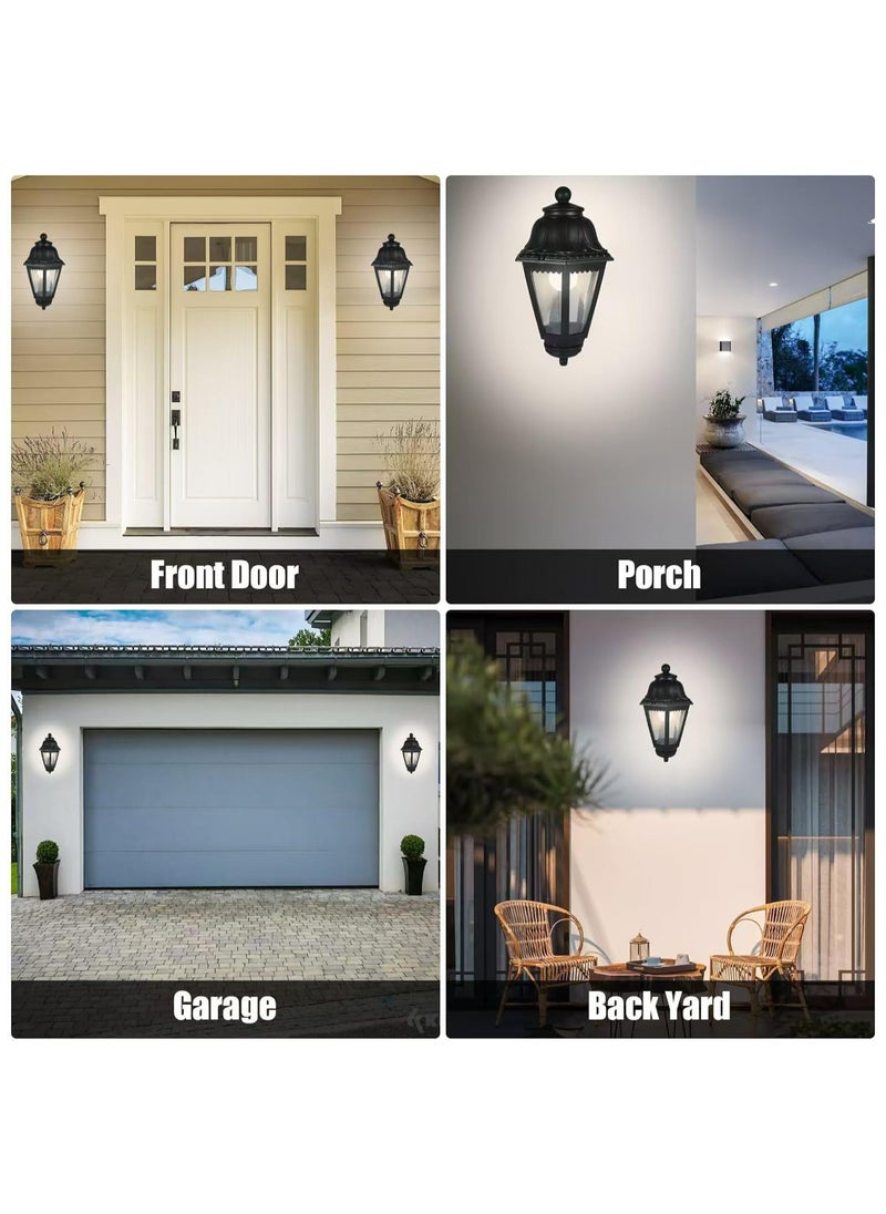 HUA QIANG WANG - Outdoor Black Wall Lights, Plastic Outdoor Light Fixture with E27 Socket, Exterior Waterproof Wall Lamp with Clear Lampshade, Outside Porch Lights for Garden, Patio, Pathway - Image 1