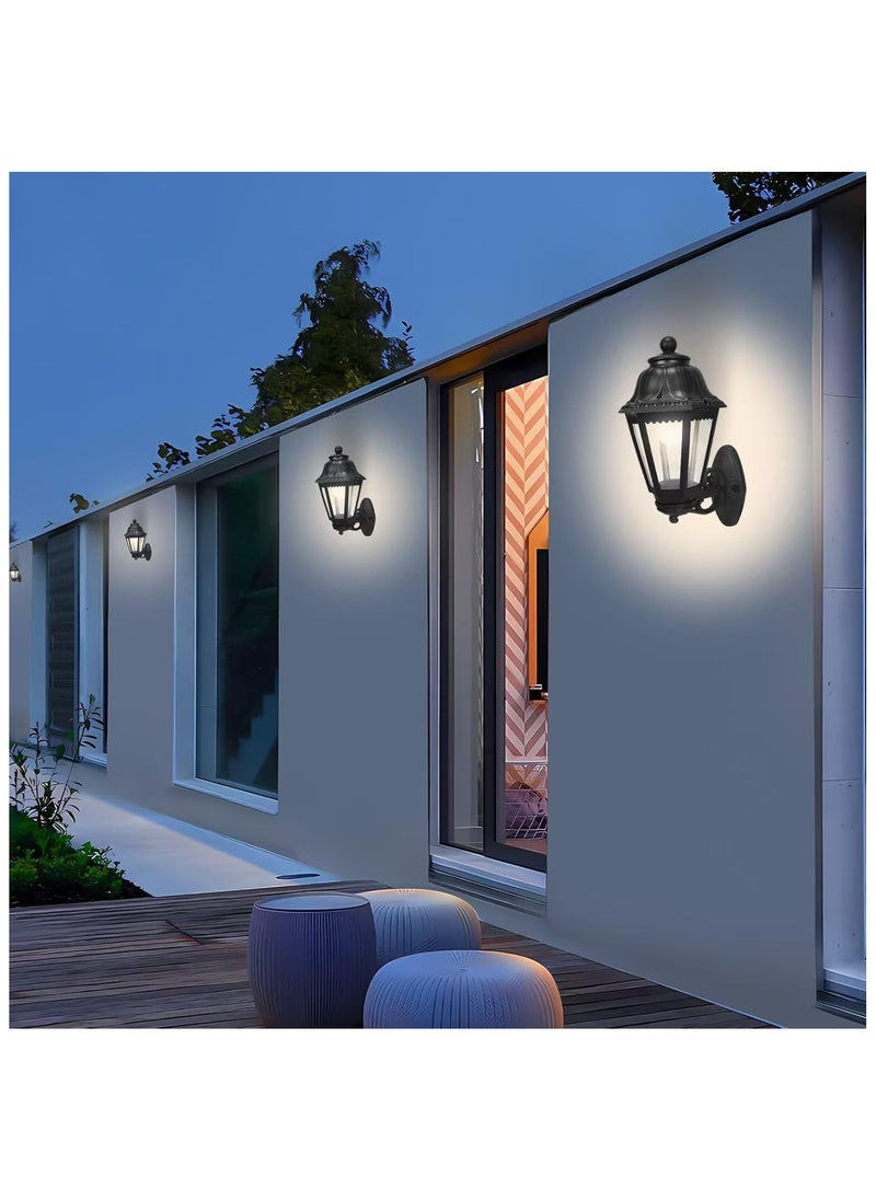 HUA QIANG WANG - Outdoor Black Wall Lights, Plastic Outdoor Light Fixture with E27 Socket, Exterior Waterproof Wall Lamp with Clear Lampshade, Outside Porch Lights for Garden, Patio, Pathway - Image 1