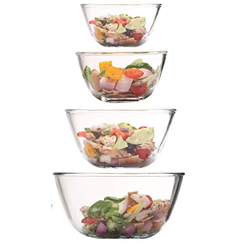 Femora Borosilicate Glass Round Mixing Bowl 700 ML_1050 ML_1650 ML_2100 ML, Set of 4 (Transparent) - Image 1
