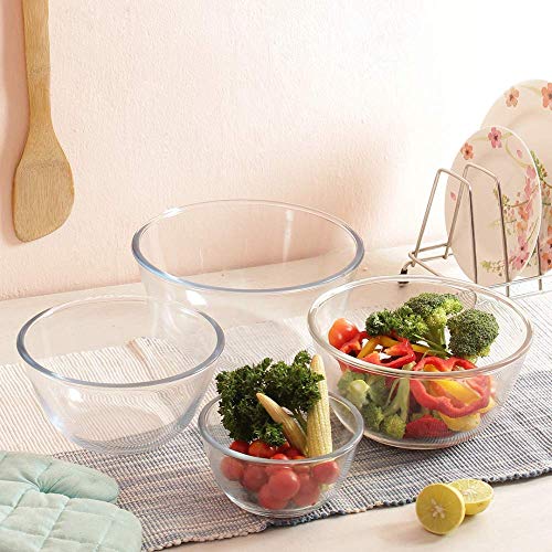 Femora Borosilicate Glass Round Mixing Bowl 700 ML_1050 ML_1650 ML_2100 ML, Set of 4 (Transparent) - Image 2