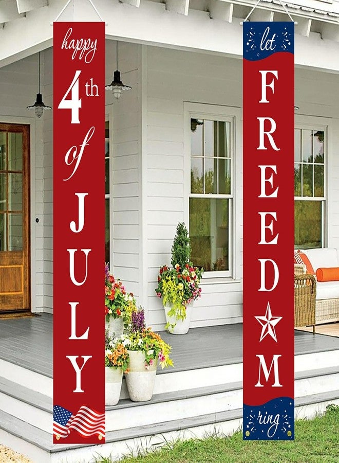 Labrostar 4th of July Decorations Patriotic Decorations Red White and Blue Banner Outdoor Hanging American Flag Porch Decor for Fourth of July Veterans Labor Memorial Presidents Flag Election Day - Image 1