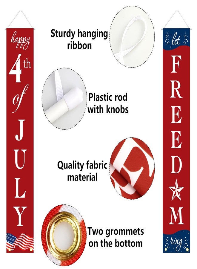 Labrostar 4th of July Decorations Patriotic Decorations Red White and Blue Banner Outdoor Hanging American Flag Porch Decor for Fourth of July Veterans Labor Memorial Presidents Flag Election Day - Image 4