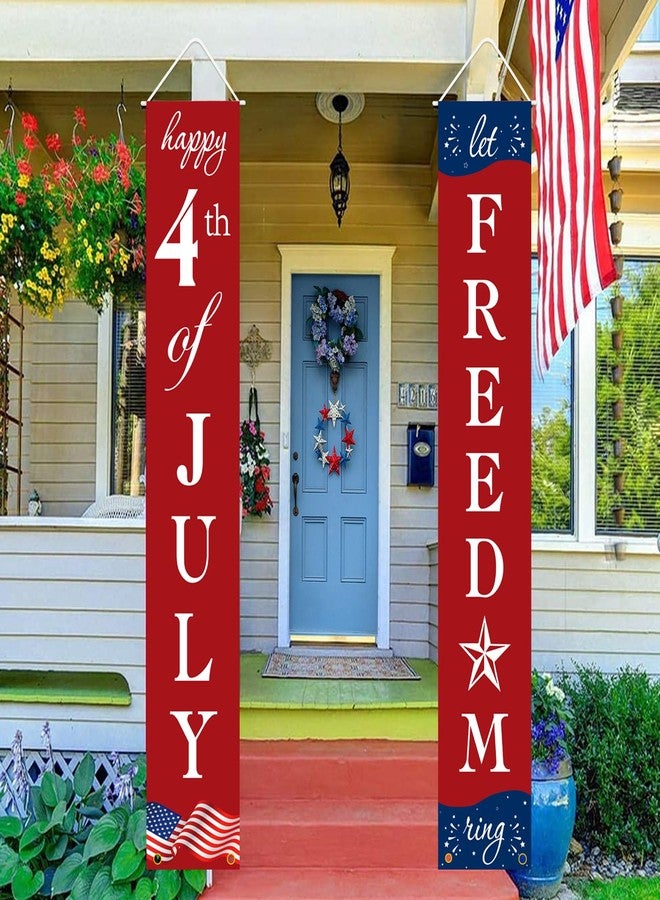 Labrostar 4th of July Decorations Patriotic Decorations Red White and Blue Banner Outdoor Hanging American Flag Porch Decor for Fourth of July Veterans Labor Memorial Presidents Flag Election Day - Image 2