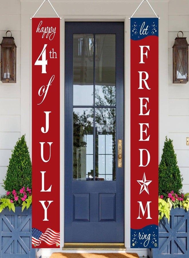 Labrostar 4th of July Decorations Patriotic Decorations Red White and Blue Banner Outdoor Hanging American Flag Porch Decor for Fourth of July Veterans Labor Memorial Presidents Flag Election Day - Image 3