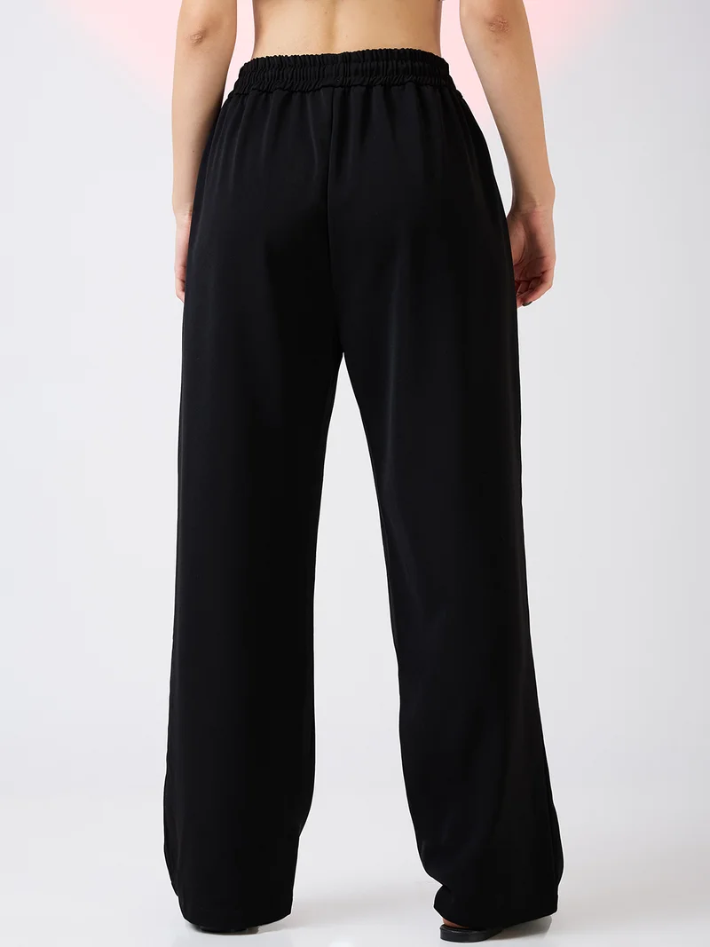 globus Women Mid Rise Drawstring Waist Workwear Korean Pants