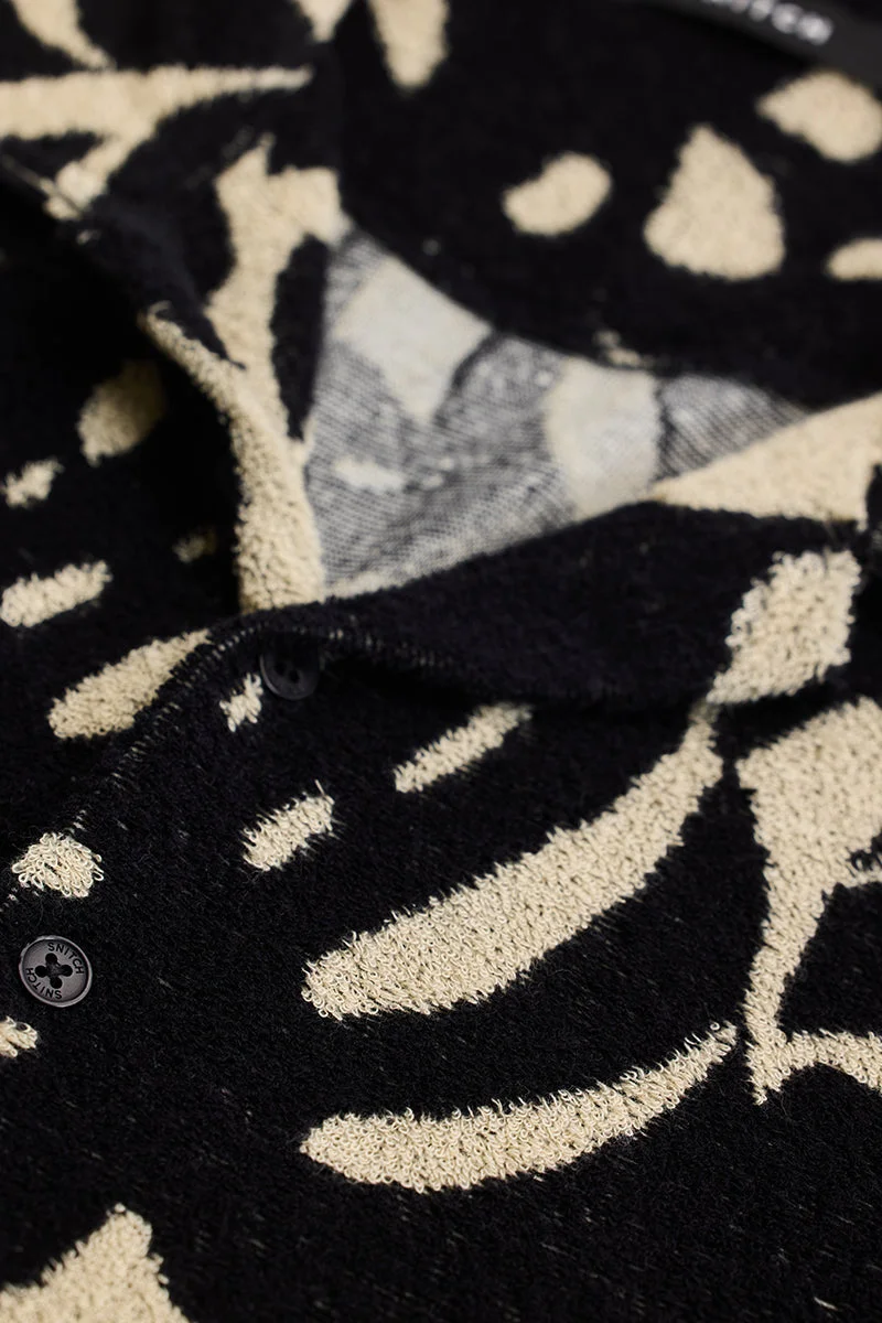 SNITCH Black Abstract Box Fit Shirt