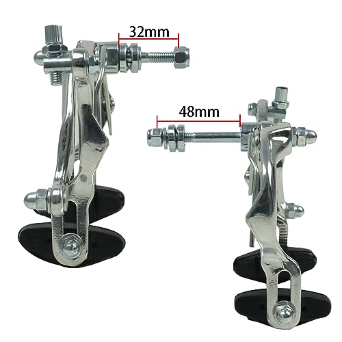 CYSKY Bike Brake, Bicycle C-Type Brakes Calipers, Aluminum Alloy Front & Rear Side Pull, Long Arm Pliers Brake Set for Road Bike, Folding Bike (Silver) - Image 3