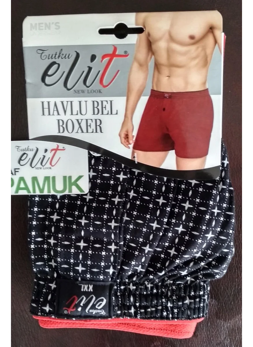 Tutku Elit Passion Elite Men's Towel Waist Patterned Boxer 1102 - 6 Pieces