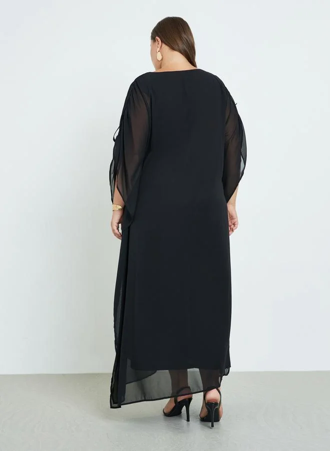 Styli Styli Plus Size Black Maxi Kaftan