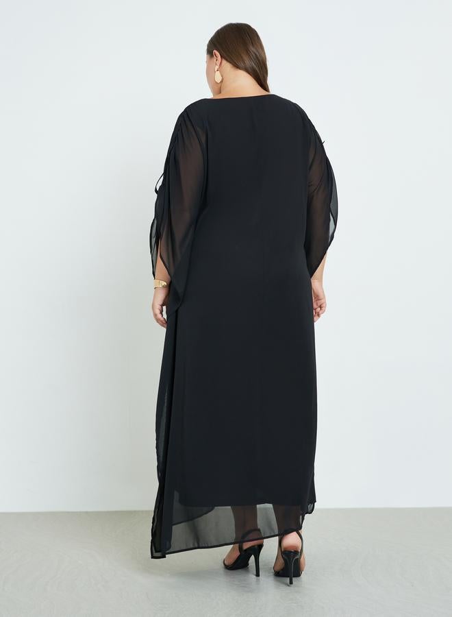 Styli Plus Size Black Maxi Kaftan - Image 5