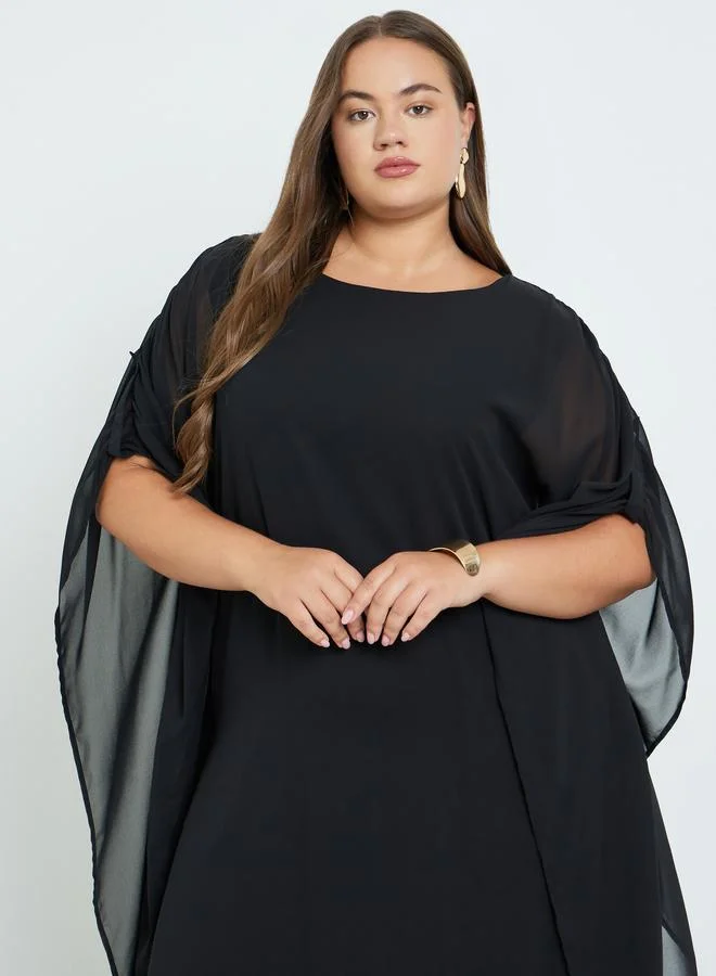 Styli Styli Plus Size Black Maxi Kaftan