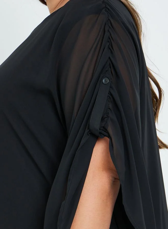 Styli Styli Plus Size Black Maxi Kaftan