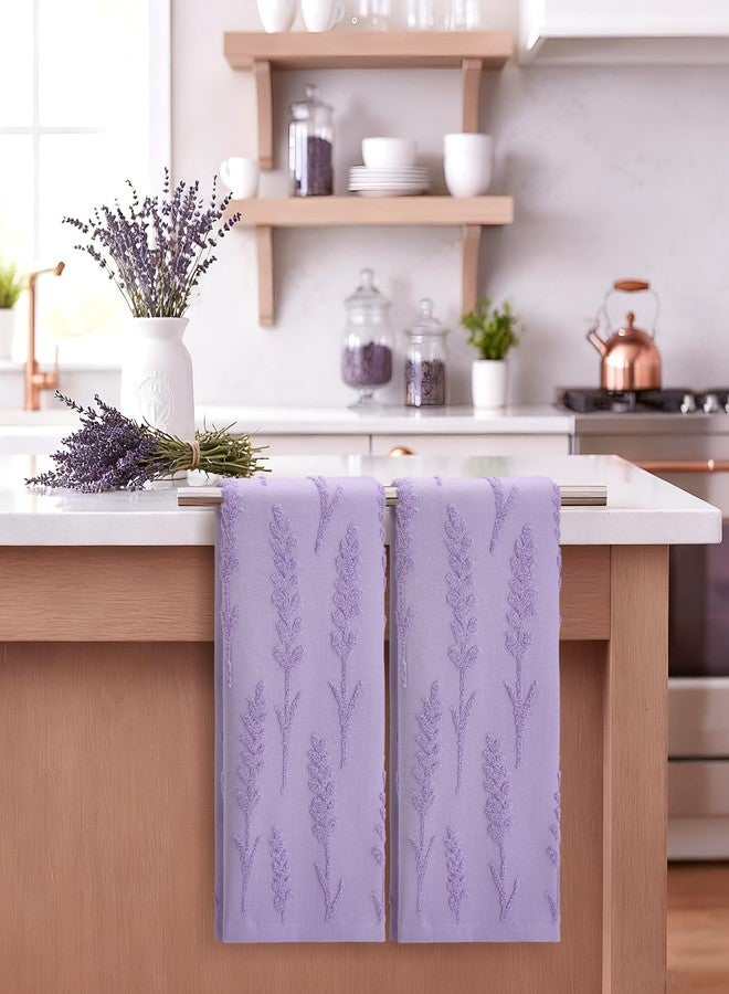 SmoothNovelty 2 Pcs Lavender Hand Towels for Bathroom Purple Lavender 100% Cotton Jacquard Weave Bath Towel Set Soft Absorbent Dish Washcloth for Summer Women Bathroom Kitchen Gifts 13.8 x 29.5 Inch - Image 5