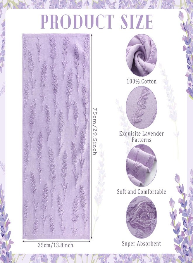 SmoothNovelty 2 Pcs Lavender Hand Towels for Bathroom Purple Lavender 100% Cotton Jacquard Weave Bath Towel Set Soft Absorbent Dish Washcloth for Summer Women Bathroom Kitchen Gifts 13.8 x 29.5 Inch - Image 2