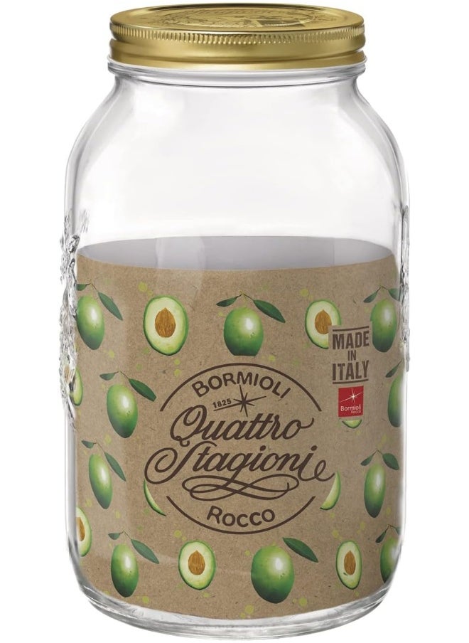 Bormioli Rocco - Bormioli Rocco Quattro Stagioni 1 Gallon Wide Mouth Glass Jar with Lid, Clear - Image 1
