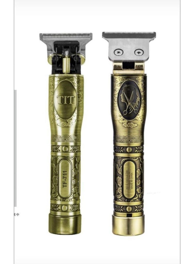 TIT High Quality Rechargeable Cordless Double Blade Shaver for Men TF 711 2 Years Warranty Stainless Steel Blades 3 Combs for Different Hair Styles Lithium Battery