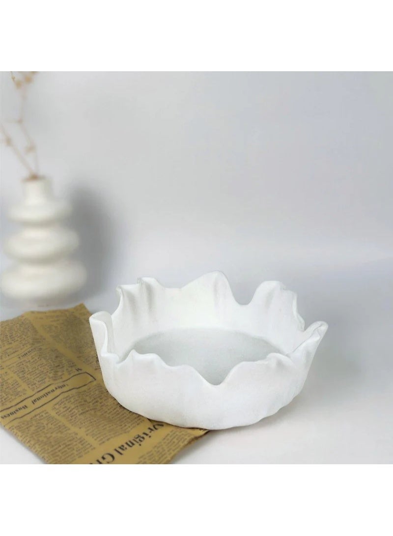 Lunar Hollow White Curved Decorative Bowl - Image 3