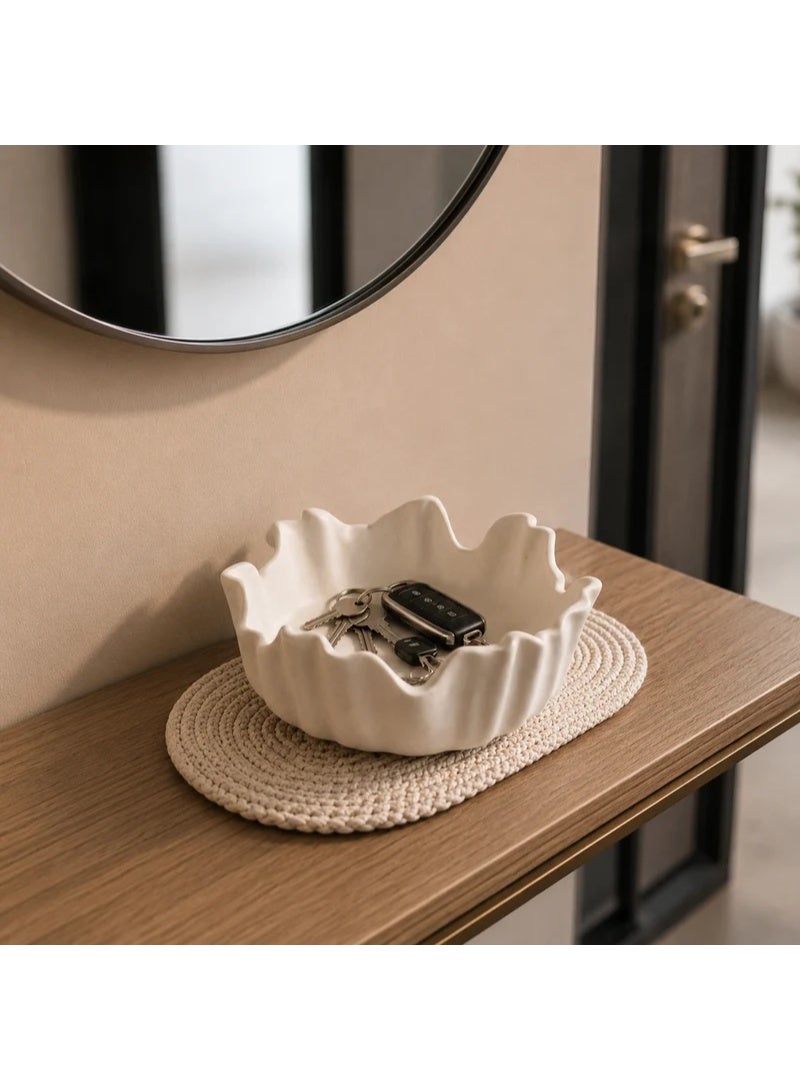 Lunar Hollow White Curved Decorative Bowl - Image 2