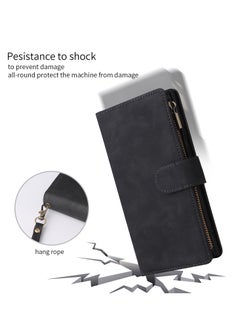Mmmon Compatible with Samsung Galaxy S24 Ultra 5G 6.8 inch Wallet Case, Premium PU Leather Zipper Folio RFID Blocking with Card Slot Wrist Strap Magnetic Closure Built-in Kickstand Protective Case (Black)  - Image 5