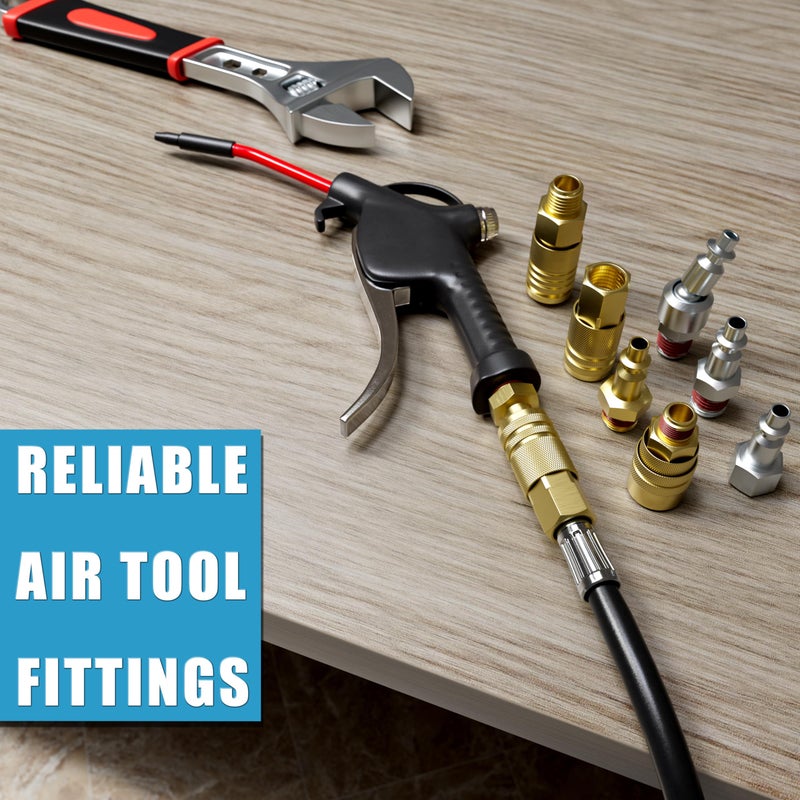 SUNGATOR سنجاتور 25-عبوة 1/4 بوصة ملحقات خرطوم الهواء، مجموعة قابس صناعي ذكر NPT 1/4''، ملحقات خرطوم الهواء السريع الاتصال 1/4 بوصة، مجموعة قابس إصلاح خرطوم صناعي 1/4'' لضاغط الهواء، ورشة السيارات - Image 5