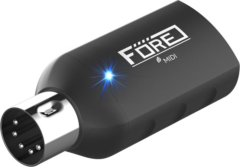 FORE S1 Wireless MIDI Interface & MIDI USB Type-C Adapter, Ultra Low Latency, Work with MIDI Keyboard & Any MIDI 5-Pin Din Device Compatible with iOS, Android, Windows/mac OS Balck 1-Pack - Image 1