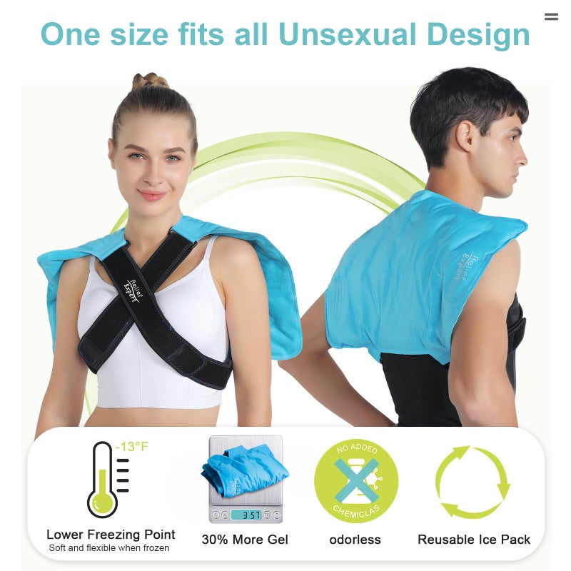 Relief Expert XXL Full Back Ice Pack Wrap, (13â€x21â€) - Reusable Ice Wrap for Back Discomfort and Musclar Fatigue- Cold Compress Therapy Gel Cold Pack for Full Body, Hip Leg - Blue - Image 4