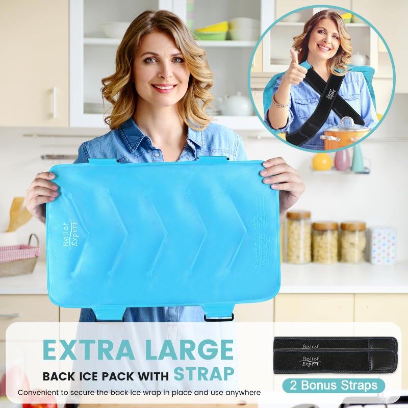 Relief Expert XXL Full Back Ice Pack Wrap, (13â€x21â€) - Reusable Ice Wrap for Back Discomfort and Musclar Fatigue- Cold Compress Therapy Gel Cold Pack for Full Body, Hip Leg - Blue - Image 5