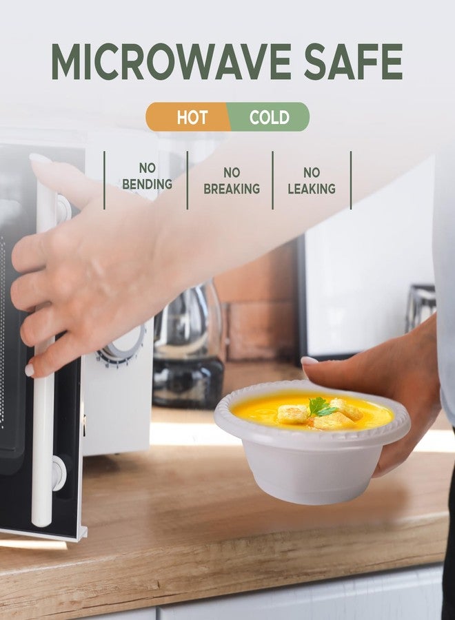 Supreme Select 200 Pack White Plastic Disposable Bowls - 12 oz BPA-Free Microwaveable Bowls with Rim for Soup, Salad, Dessert - Sturdy Disposable Plastic Bowls for Parties, Weddings, Kitchen Use - Image 2
