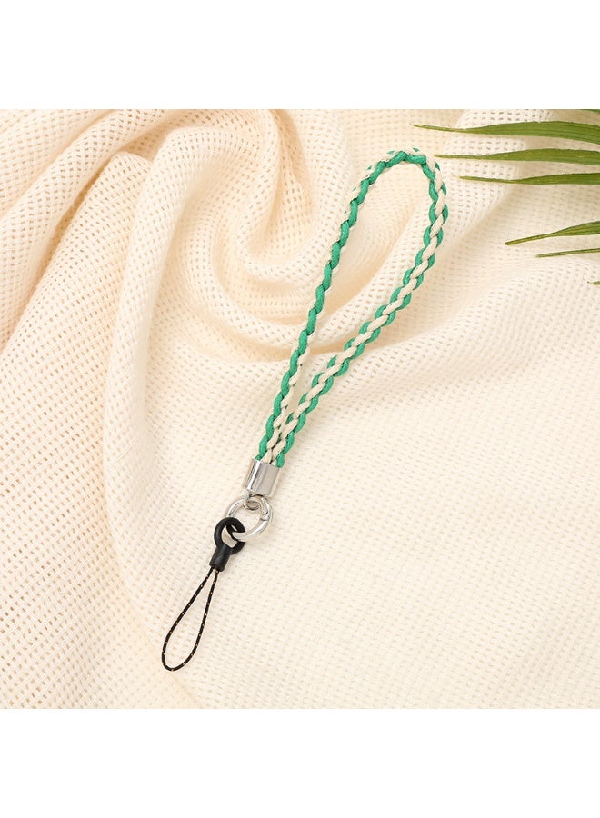 NIBEMINENT Phone Charm/ Chain Strap for Women Girls, Bicolor Braided Rope Cell Phone Case Lanyard Wrist Strap，K2567/BV Green - Image 1