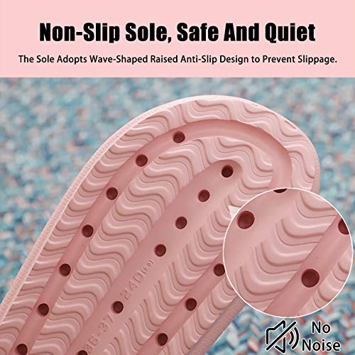 rosyclo Cloud Slippers for Women and Men, Ladies Pillow Massage Shower Bathroom Non-Slip Soft Comfy Thick Sole Home House Cloud Cushion Slide Sandals for Indoor & Outdoor, Pink - Image 5