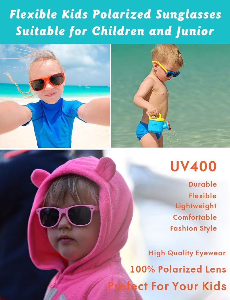 ROSSINI ROCF ROSSINI Flexible Kids Sunglasses Polarized Unbreakable Toddler Sun Glasses for Baby Boys and Girls UV400 with Case, Age 2-8 - Image 5