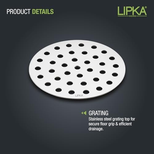 LIPKA Pack of 4 Stainless Steel Jali Floor Drain Covers | 4 Inches Round Grating | Anti-Clog Water Outlet | Rust-Free Bathroom & Kitchen Drain Strainer | Heavy-Duty Drainage Solution - Image 4