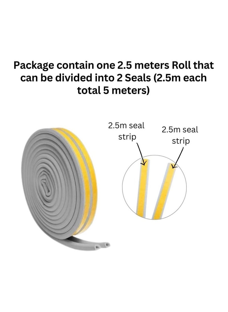 TEGRILO Weather Stripping Door Seal Strip Door Weather Stripping Door Seal Strip D Type for Doors and Windows, Exterior Door Weather Stripping Soundproofing - Image 2