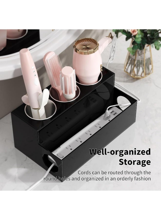 TPGP Hair Tool Organizer, Black Acrylic Hair Dryer And Styling Organizer - Image 4