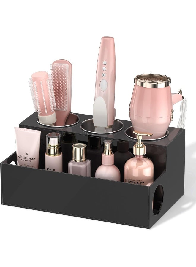 TPGP Hair Tool Organizer, Black Acrylic Hair Dryer And Styling Organizer - Image 1